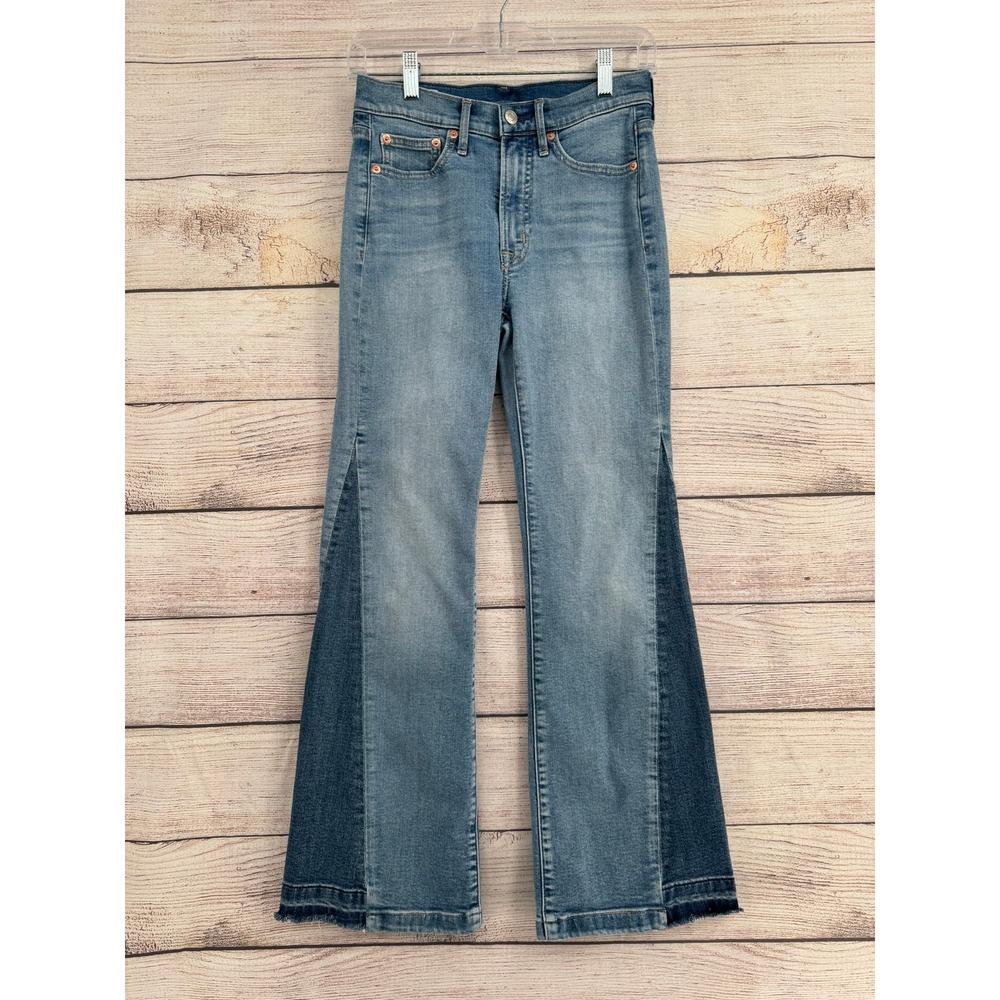 Gap 70s Flare Jeans Women 25 0P Medium Indigo Two-Tone High Rise 570484-00